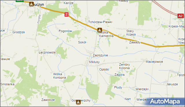 mapa Zaolszynie gmina Trzebieszów, Zaolszynie gmina Trzebieszów na mapie Targeo