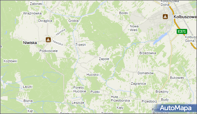 mapa Zapole gmina Niwiska, Zapole gmina Niwiska na mapie Targeo