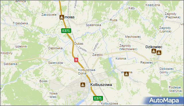 mapa Zarębki gmina Kolbuszowa, Zarębki gmina Kolbuszowa na mapie Targeo