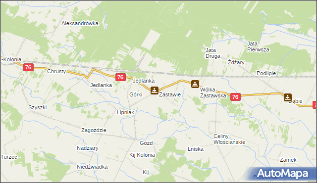 mapa Zastawie gmina Stanin, Zastawie gmina Stanin na mapie Targeo