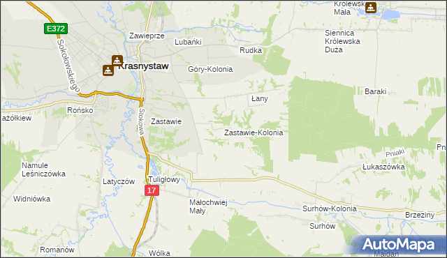 mapa Zastawie-Kolonia, Zastawie-Kolonia na mapie Targeo