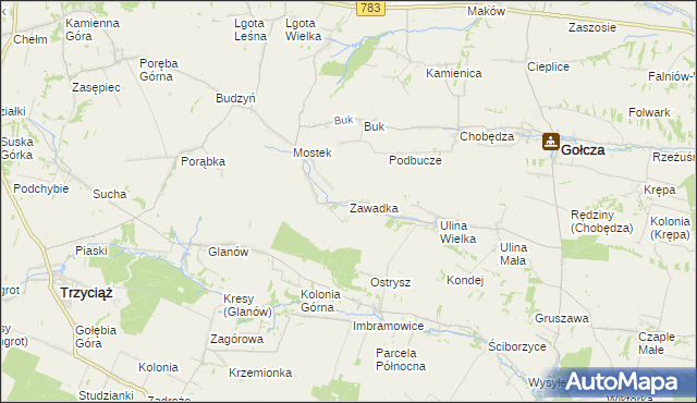 mapa Zawadka gmina Gołcza, Zawadka gmina Gołcza na mapie Targeo