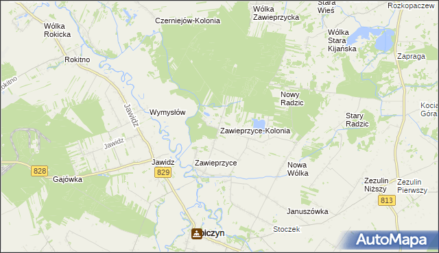mapa Zawieprzyce-Kolonia, Zawieprzyce-Kolonia na mapie Targeo