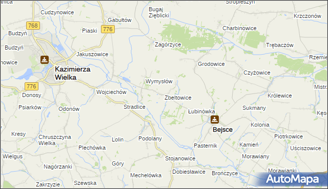 mapa Zbeltowice, Zbeltowice na mapie Targeo