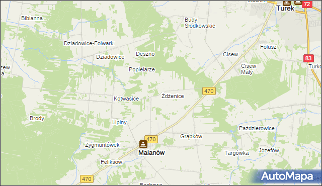 mapa Żdżenice, Żdżenice na mapie Targeo