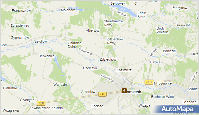 mapa Zdziechów gmina Lutomiersk, Zdziechów gmina Lutomiersk na mapie Targeo