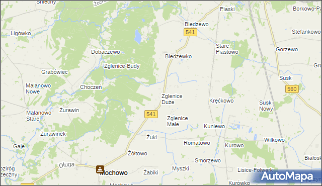 mapa Zglenice Duże, Zglenice Duże na mapie Targeo