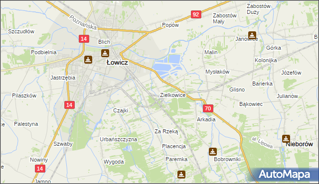 mapa Zielkowice, Zielkowice na mapie Targeo
