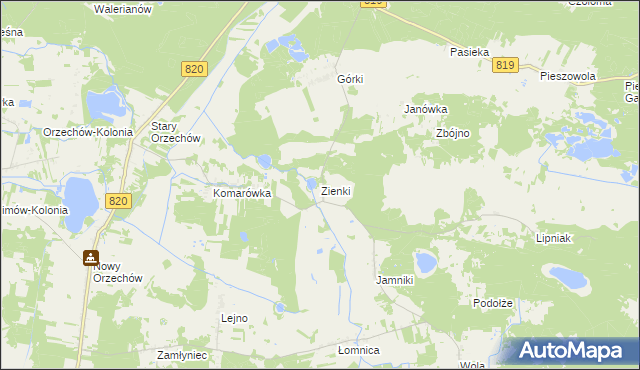 mapa Zienki, Zienki na mapie Targeo