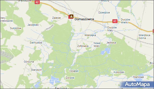 mapa Zofijówka gmina Domaszowice, Zofijówka gmina Domaszowice na mapie Targeo