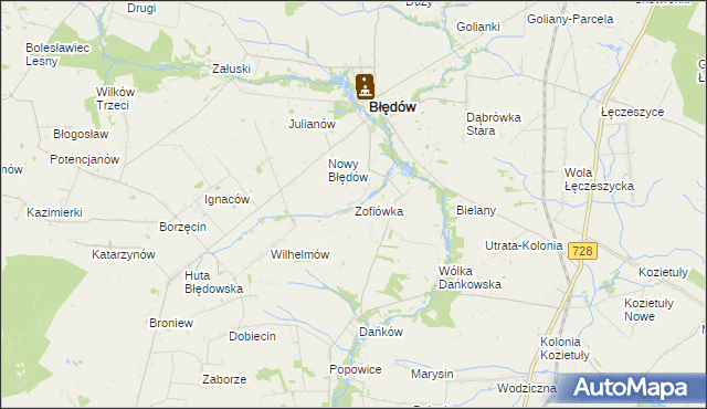 mapa Zofiówka gmina Błędów, Zofiówka gmina Błędów na mapie Targeo