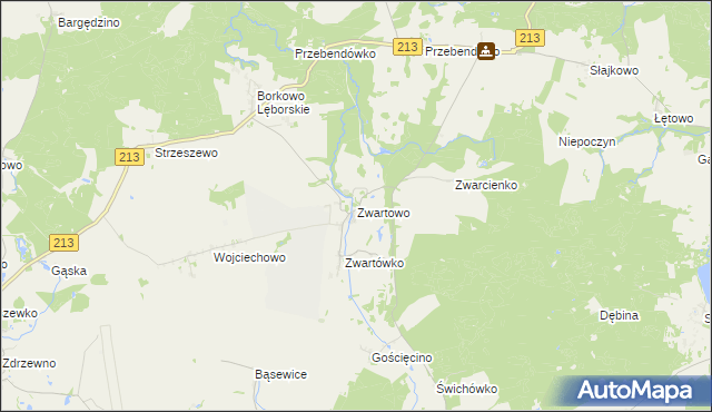 mapa Zwartowo gmina Choczewo, Zwartowo gmina Choczewo na mapie Targeo