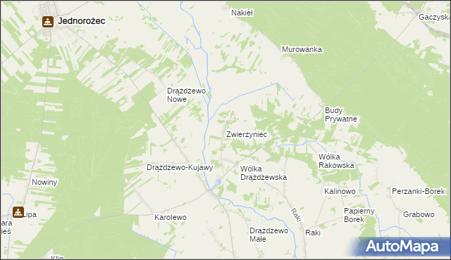 mapa Zwierzyniec gmina Krasnosielc, Zwierzyniec gmina Krasnosielc na mapie Targeo