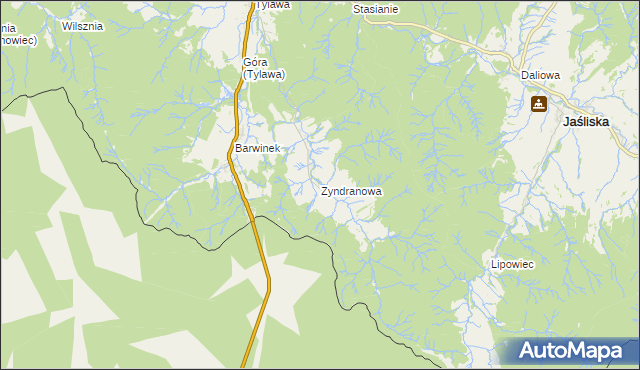 mapa Zyndranowa, Zyndranowa na mapie Targeo