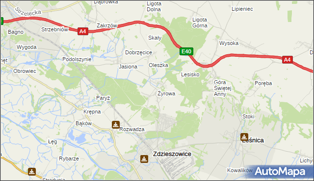 mapa Żyrowa, Żyrowa na mapie Targeo