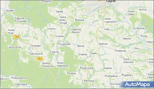 mapa Bardo gmina Raków, Bardo gmina Raków na mapie Targeo