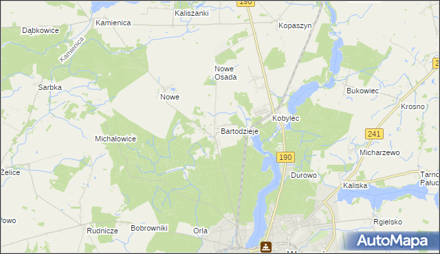 mapa Bartodzieje gmina Wągrowiec, Bartodzieje gmina Wągrowiec na mapie Targeo