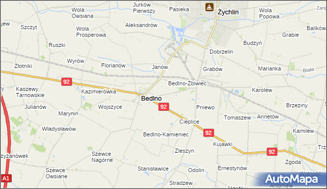 mapa Bedlno-Wieś, Bedlno-Wieś na mapie Targeo