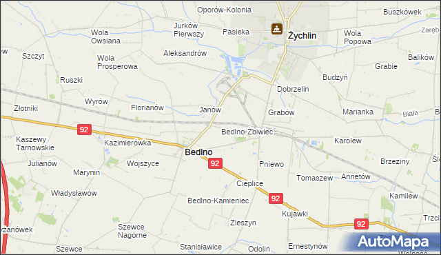 mapa Bedlno-Żbiwiec, Bedlno-Żbiwiec na mapie Targeo