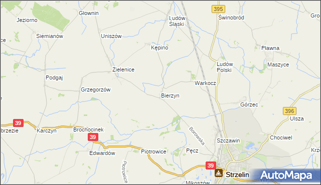 mapa Bierzyn gmina Strzelin, Bierzyn gmina Strzelin na mapie Targeo