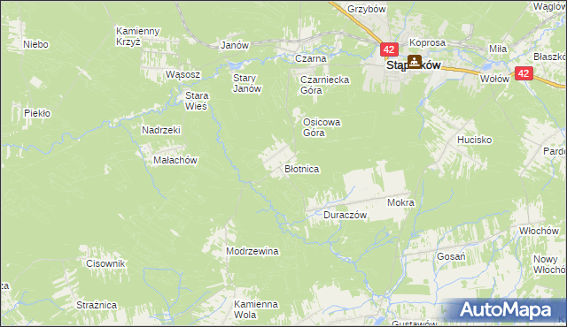 mapa Błotnica gmina Stąporków, Błotnica gmina Stąporków na mapie Targeo