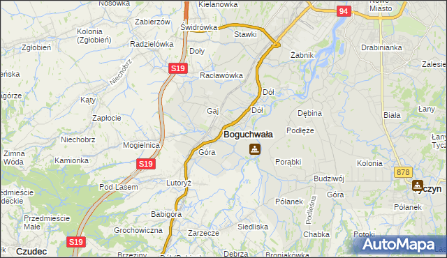 mapa Boguchwała powiat rzeszowski, Boguchwała powiat rzeszowski na mapie Targeo