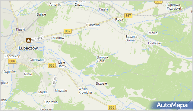 mapa Borowa Góra gmina Lubaczów, Borowa Góra gmina Lubaczów na mapie Targeo