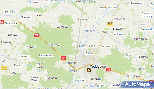 mapa Chropy-Kolonia, Chropy-Kolonia na mapie Targeo