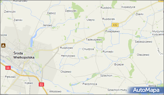 mapa Chudzice, Chudzice na mapie Targeo