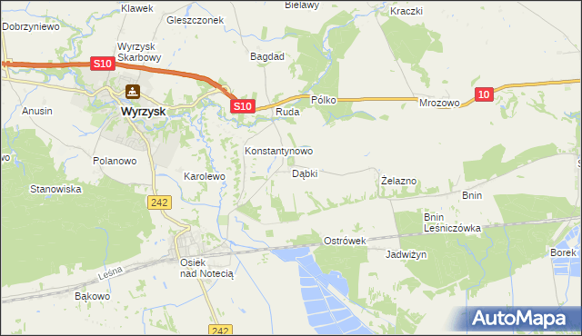 mapa Dąbki gmina Wyrzysk, Dąbki gmina Wyrzysk na mapie Targeo