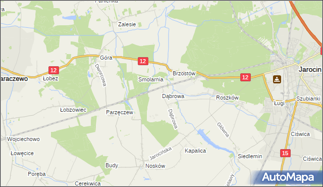 mapa Dąbrowa gmina Jarocin, Dąbrowa gmina Jarocin na mapie Targeo