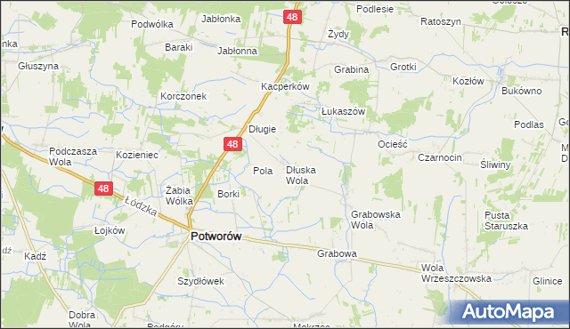 mapa Dłuska Wola, Dłuska Wola na mapie Targeo