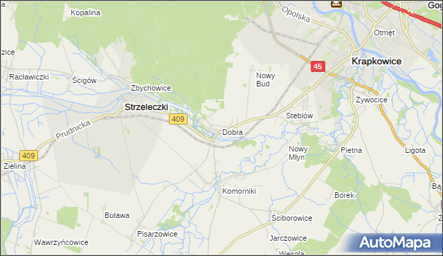 mapa Dobra gmina Strzeleczki, Dobra gmina Strzeleczki na mapie Targeo