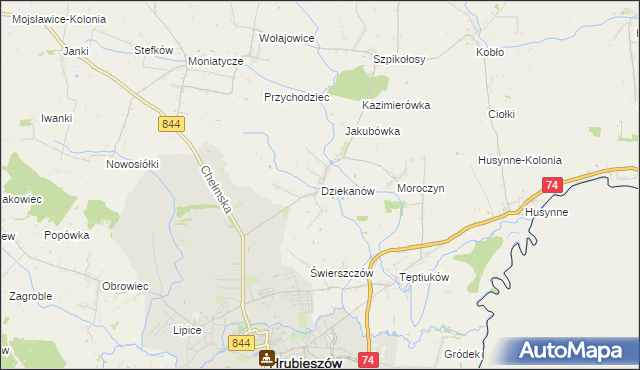 mapa Dziekanów, Dziekanów na mapie Targeo