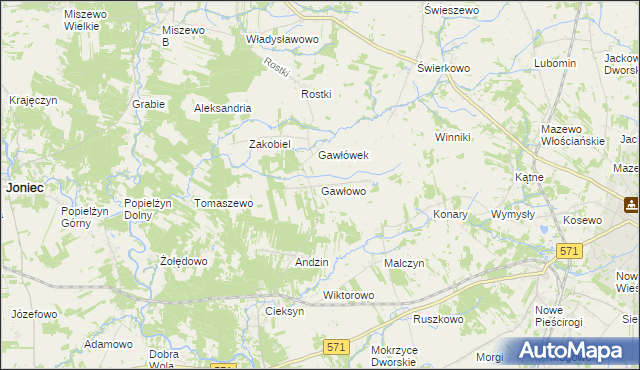 mapa Gawłowo, Gawłowo na mapie Targeo