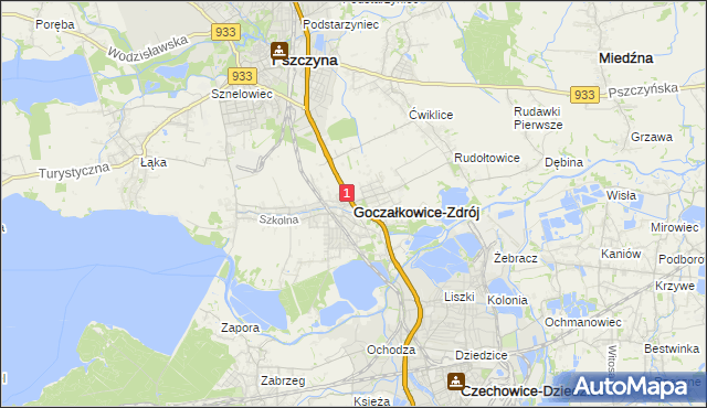 mapa Goczałkowice-Zdrój, Goczałkowice-Zdrój na mapie Targeo