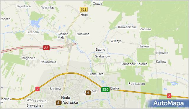 mapa Grabanów, Grabanów na mapie Targeo