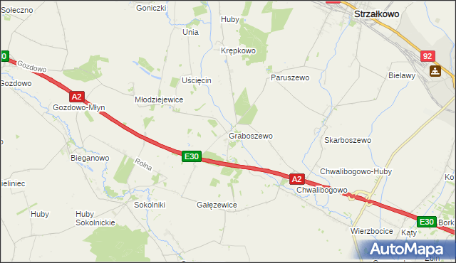 mapa Graboszewo gmina Strzałkowo, Graboszewo gmina Strzałkowo na mapie Targeo