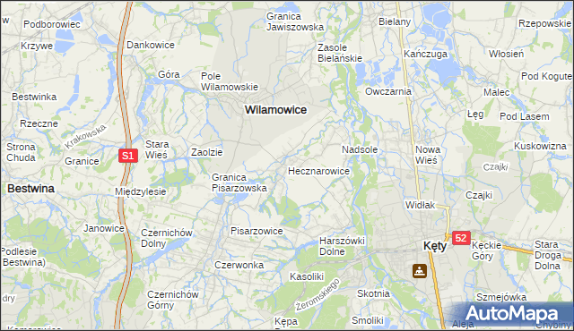 mapa Hecznarowice, Hecznarowice na mapie Targeo