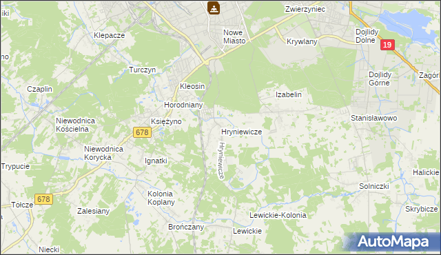 mapa Hryniewicze, Hryniewicze na mapie Targeo