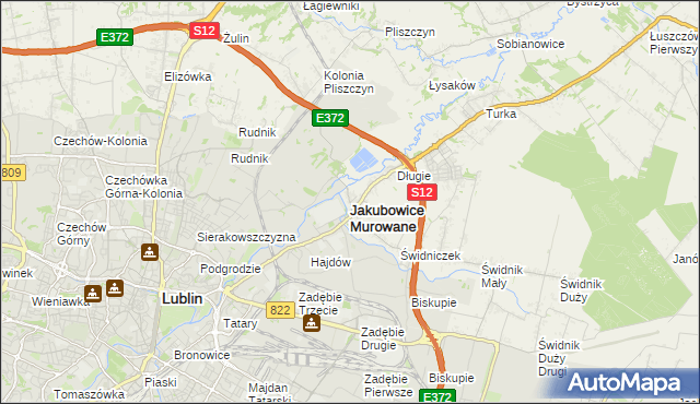 mapa Jakubowice Murowane, Jakubowice Murowane na mapie Targeo