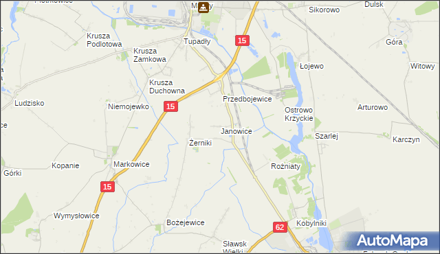 mapa Janowice gmina Kruszwica, Janowice gmina Kruszwica na mapie Targeo