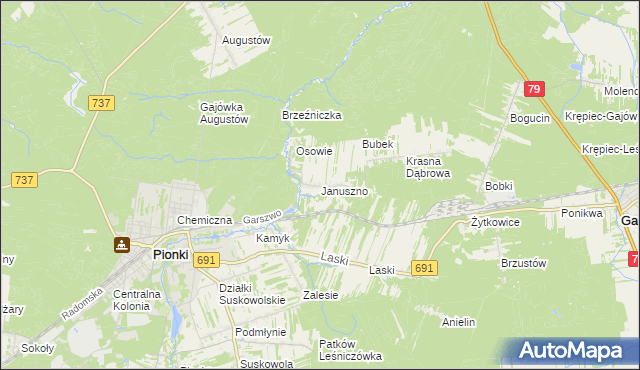 mapa Januszno, Januszno na mapie Targeo