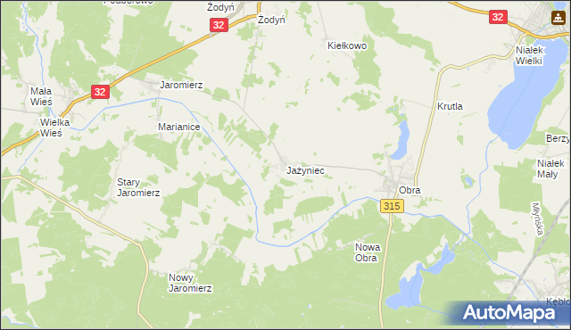 mapa Jażyniec, Jażyniec na mapie Targeo