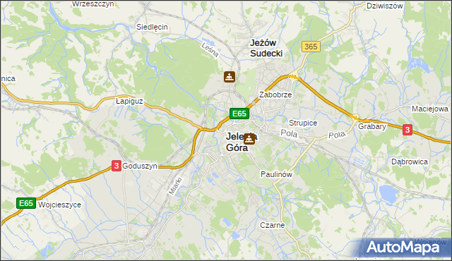 mapa Jelenia Góra, Jelenia Góra na mapie Targeo