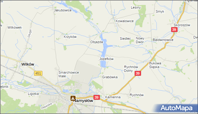 mapa Józefków gmina Namysłów, Józefków gmina Namysłów na mapie Targeo