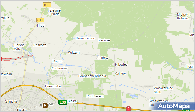 mapa Julków gmina Biała Podlaska, Julków gmina Biała Podlaska na mapie Targeo