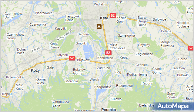 mapa Kobiernice, Kobiernice na mapie Targeo