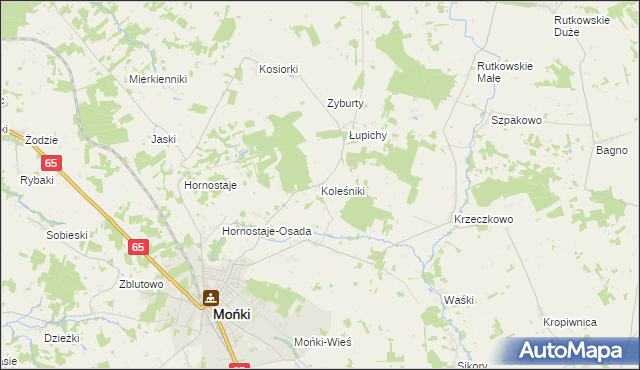 mapa Koleśniki gmina Mońki, Koleśniki gmina Mońki na mapie Targeo