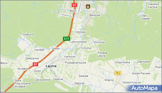 mapa Krzyżka, Krzyżka na mapie Targeo